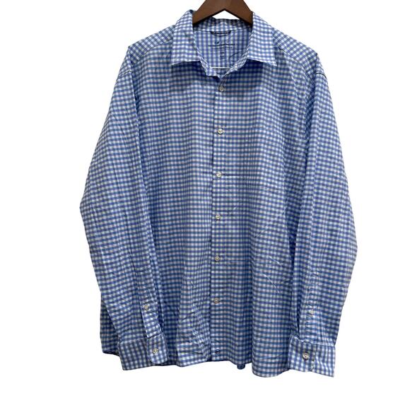 Vineyard Vines Men’s XXL On-The-Go brrr° Gingham Shirt Blue White Button Down - Picture 1 of 6